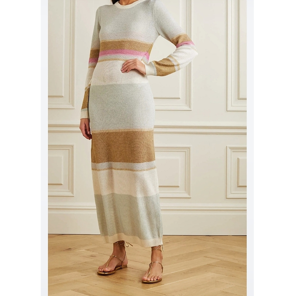 Missoni Colorblock Metallic Stripe Ribbed Cashmere Sweater Dress